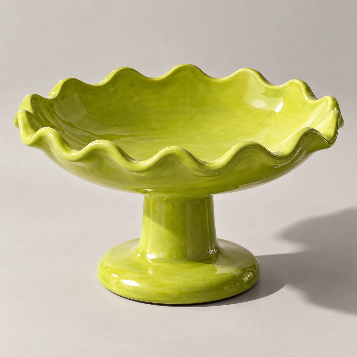 Acid Tide, Lime Glazed stoneware pedestal bowl