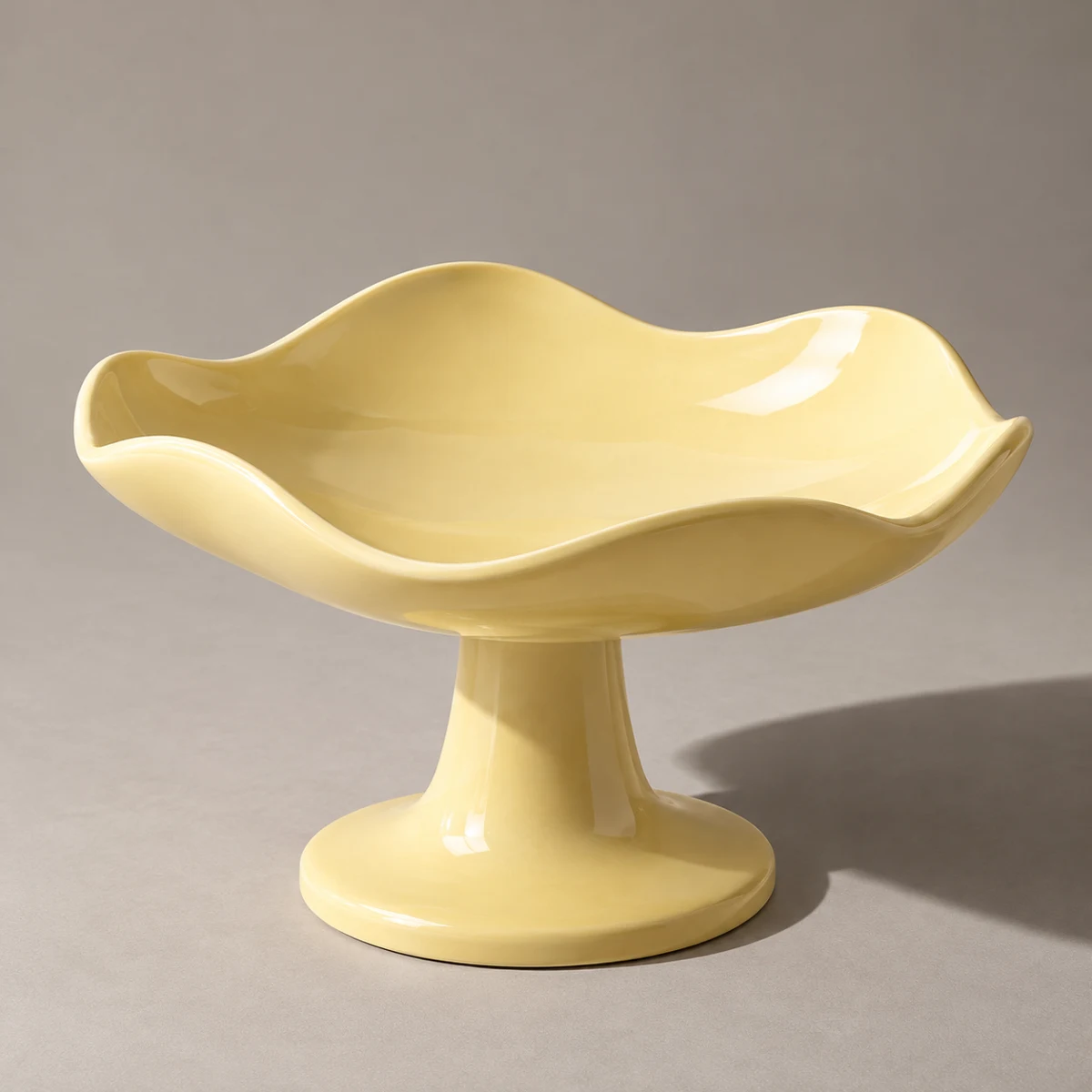 Butter Drift, Yellow Glazed stoneware pedestal bowl