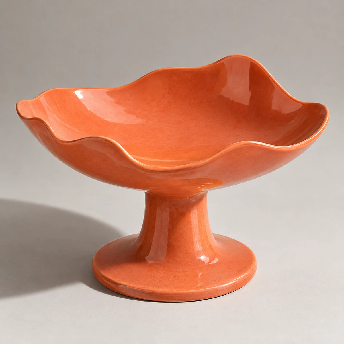 Coral Surge, Coral Glazed stoneware pedestal bowl