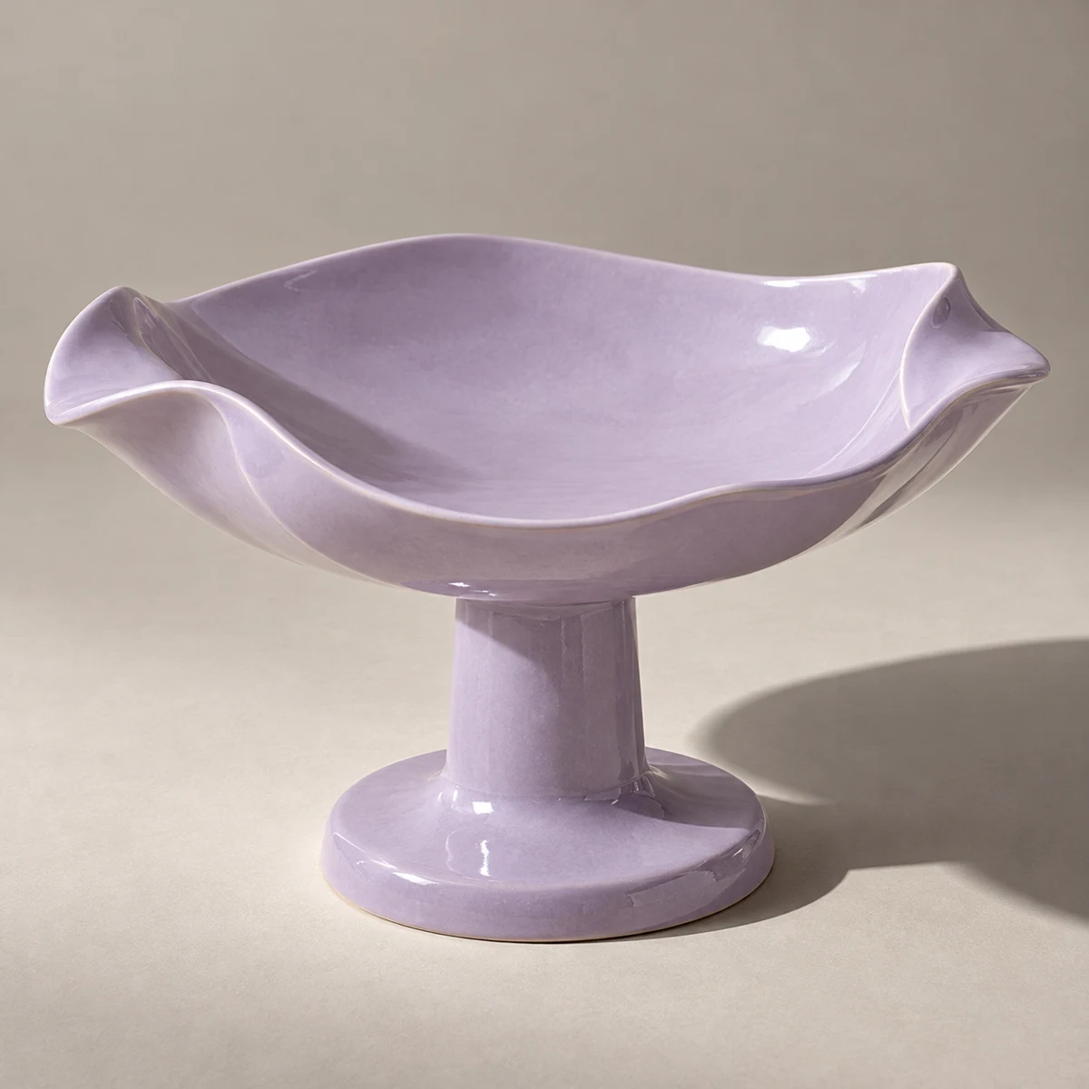 Lilac Fault, Lilac Glazed stoneware pedestal bowl