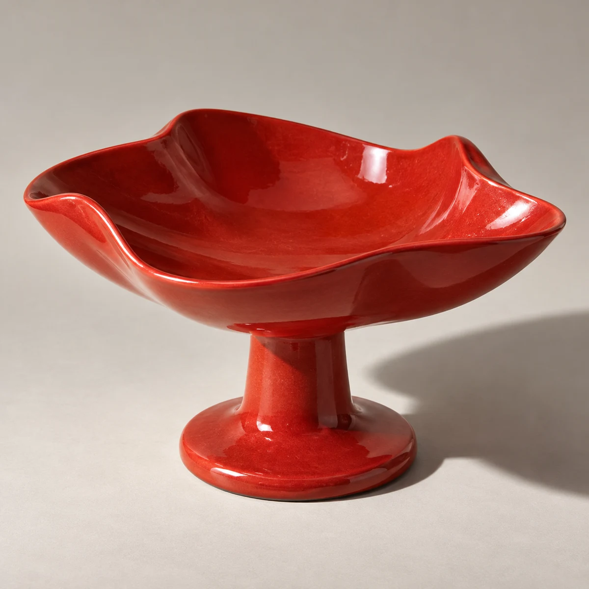 Red Shift, Red Glazed stoneware pedestal bowl