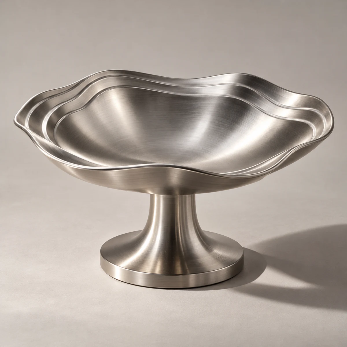 Satin Orbit, Silver Brushed stainless steel pedestal bowl